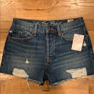 Free People Distressed Cutoff Jean Shorts